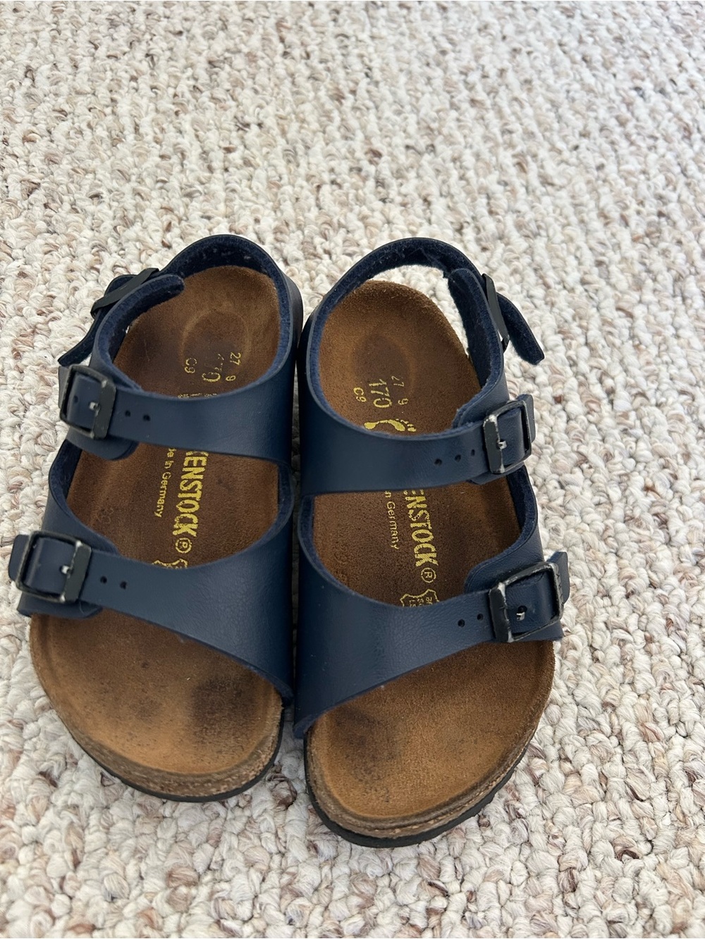 Birkenstock Milano kids sandals blue strappy ankle strap buckle EU 27 US 9